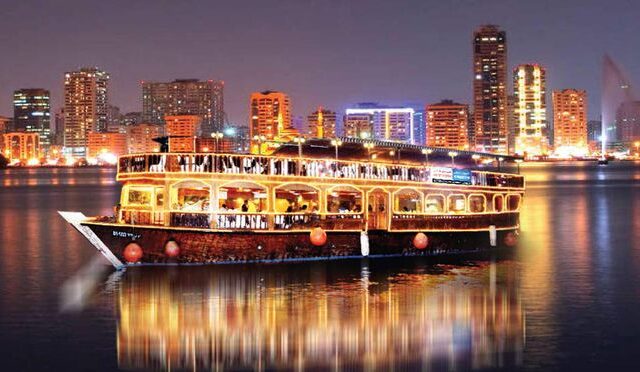 'Marina Dhow Cruise, one of the most popular dinner cruise in Dubai_ Marina dhow cruise is a relaxing cruise with the view of sky scrappers of Dubai Marin